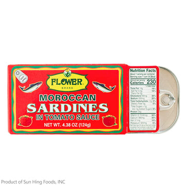 Flower Brand Sardines In Tomato Sauce Morocco Wild Sardines Canned 4.38 Oz.(Pack Of 5)