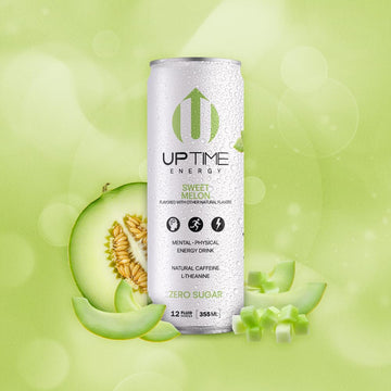 UPTIME Energy Drink - Sweet Summer Melon, 12 Fl Oz Cans, 12 Pack, Sugar Free, 142mg Caffeine, Focus Support