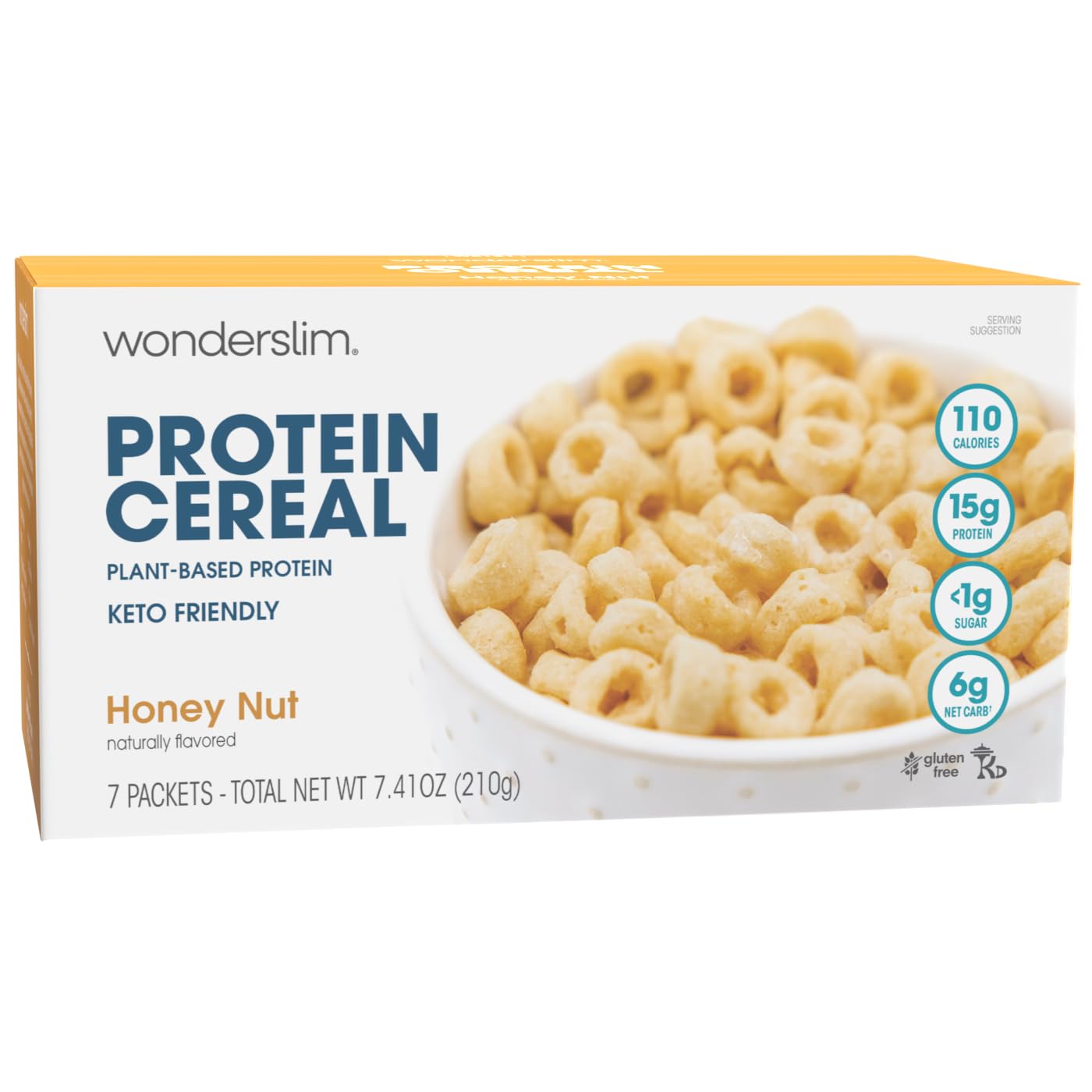 WonderSlim Protein Cereal, Honey Nut, Low Sugar, Gluten Free, Keto Friendly & Low Carb (7ct)