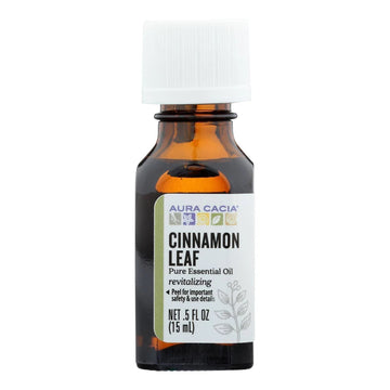 Aura Cacia Cinnamon Leaf Essential Oil | Gc/Ms Tested For Purity | 15Ml (0.5 Fl. Oz.)