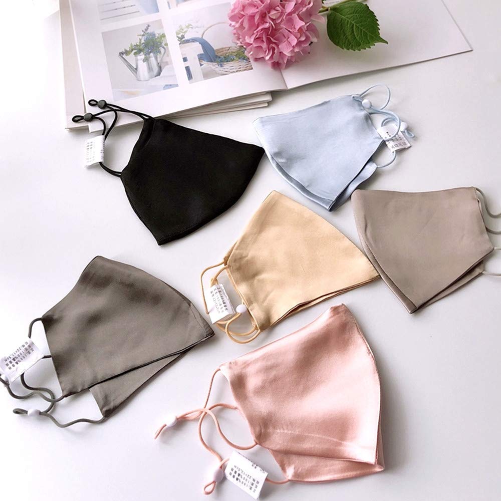 Silk Face Mask For Women Grey Mask Reusable Breathable Mask For Men-Dark Gray
