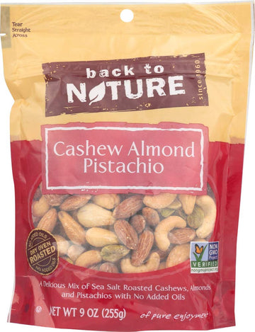 Back To Nature Trail MIx, Cashew Almond & Pistachio, 9 Ounce (Pack of 3)