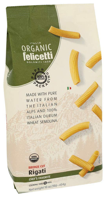 Felicetti Organic Rigati Pasta, Non GMO, Kosher, 16.01 Ounces (Pack Of 12)