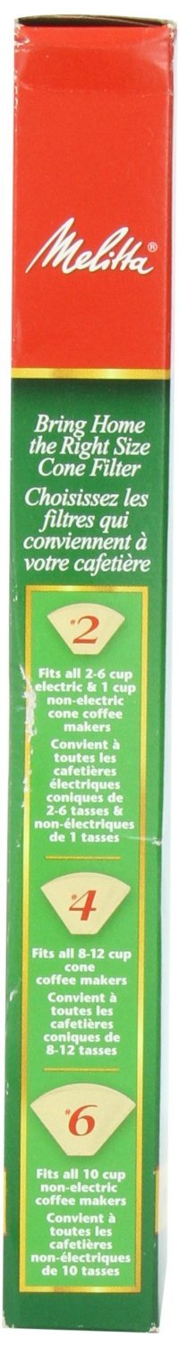 Melitta Cone Coffee Filters, Natural Brown, No. 6, 40 Count Filters