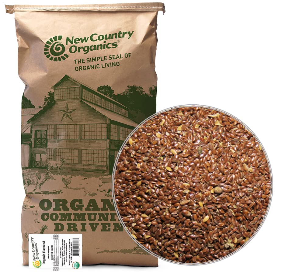 New Country Organics | Organic Flaxseed for Livestock | Certified Organic and Non-GMO | Feed Grade | 40 lbs