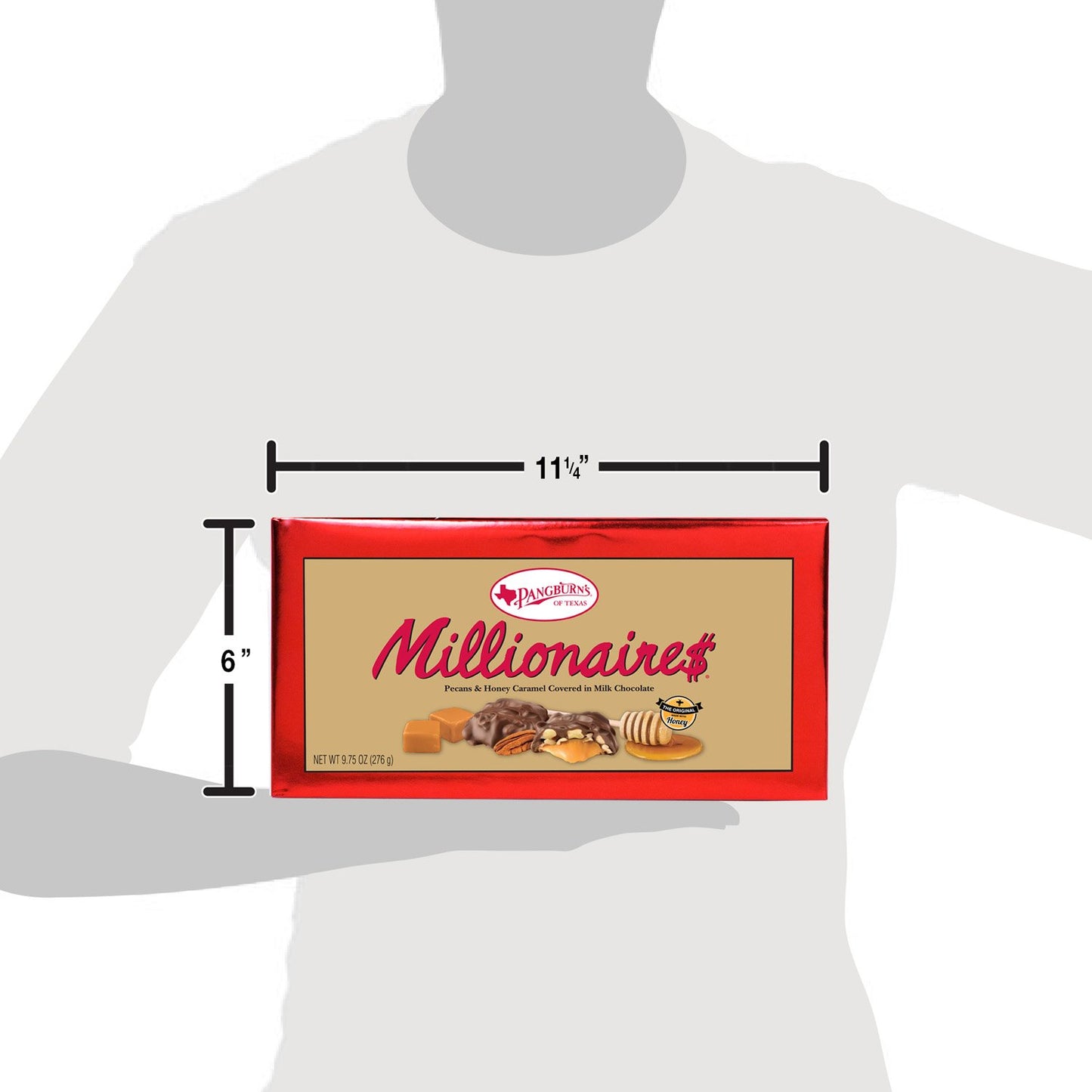 Pangburn'S Millionaires Candy Box 9.75 Ounce Pangburn'S Millionaires Candy Box 9.75 Ounce; Buttery Pecans, Creamy Caramel, Honey, And Mouthwatering Milk Chocolate; Texas Born, And Loved By All