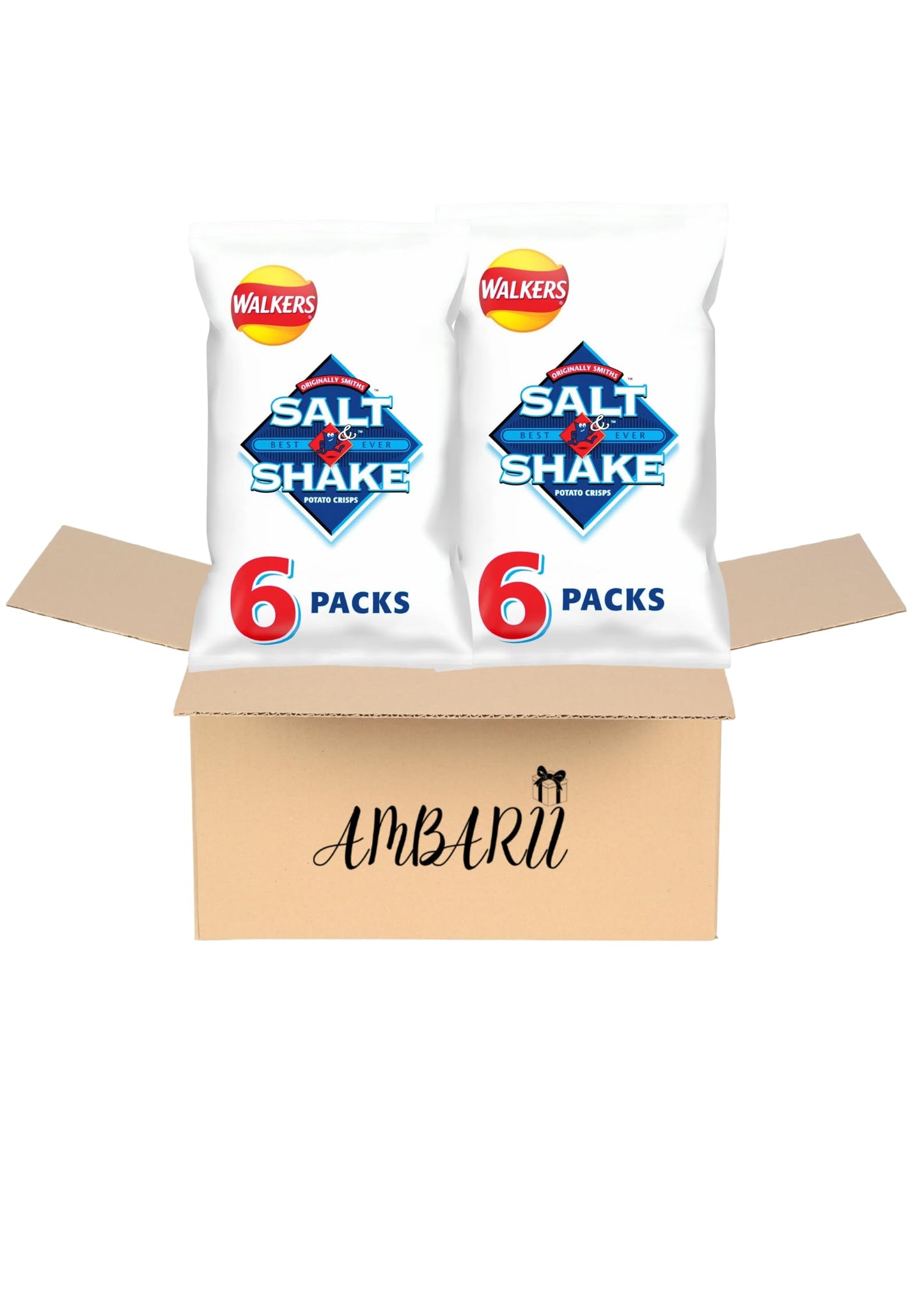 AMBARII Walkers Salt and Shake Potato Crisps, 25g Bags, 6-Count, 2 Pack