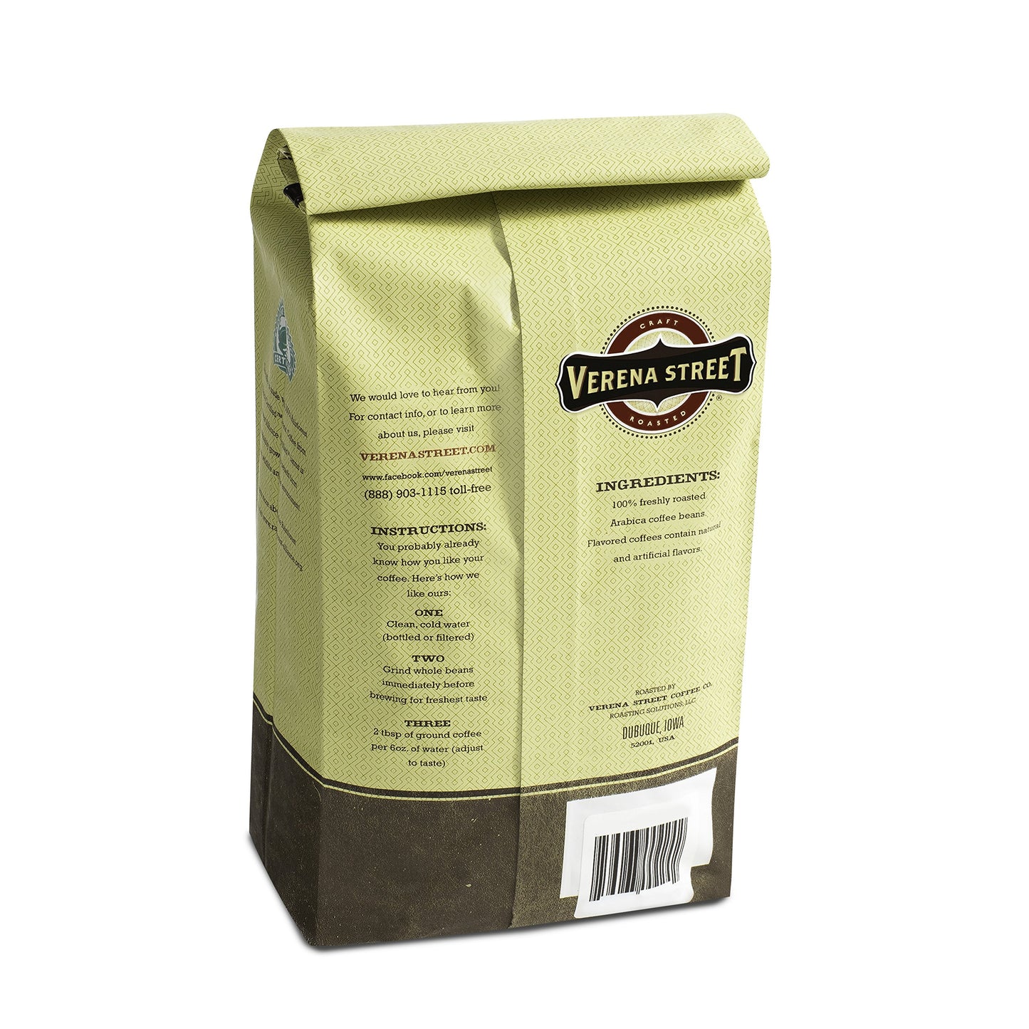 Verena Street Flavored Ground Coffee, Mississippi Grogg, Medium Roast, 2 Pound Pack, Rainforest Alliance Certified