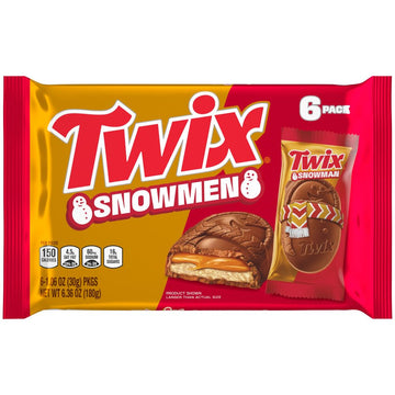 TWIX Caramel Cookie Snowmen Christmas Chocolate Candy Bars 6 Ct Pack