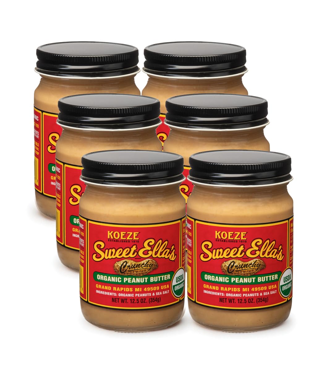 Sweet Ellas Crunchy Organic Peanut Butter Case of 6 (12.5oz each)