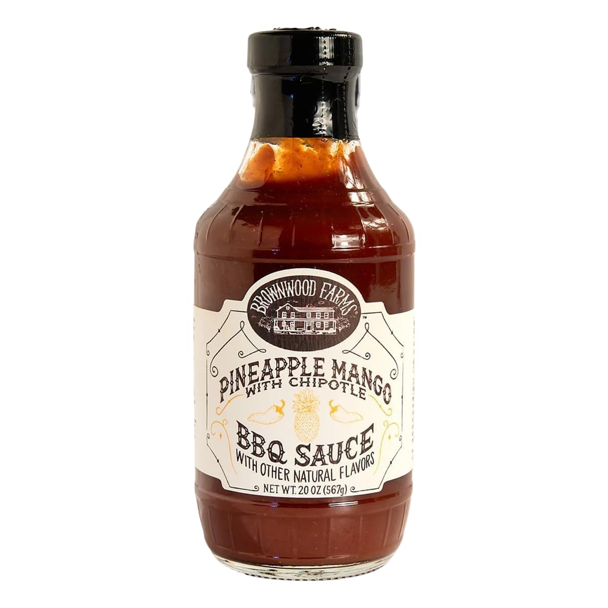 Brownwood Farms BBQ Sauce, Sweet and Tangy, 20oz, Pineapple Mango, Great on Fries and Burgers