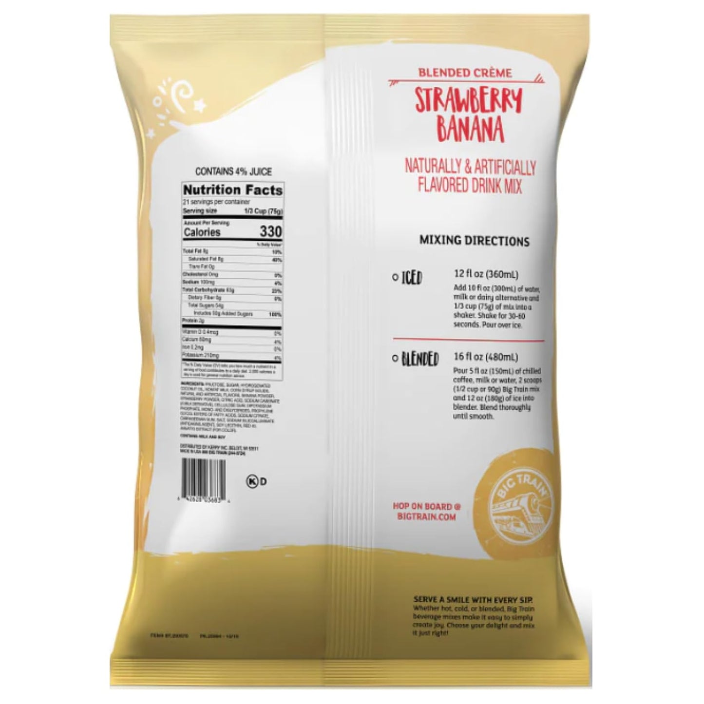 Big Train Strawberry Banana Blended Crème Beverage Mix, 3.5 Pound (Pack Of 1)