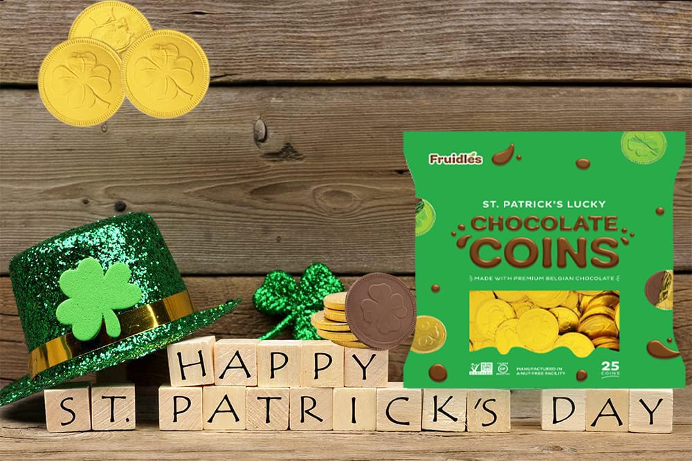 Fruidles St. Patrick'S Day Chocolate Coins Lucky Gold Coins Foils, Belgian Milk Chocolate Coins Bag Nut-Free (500-Pack)