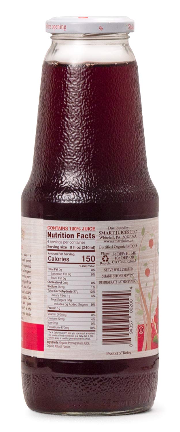 Smart Juice Organic Pomegranate Juice - 33.8 Fl Oz (1L) - (Case Of 6)
