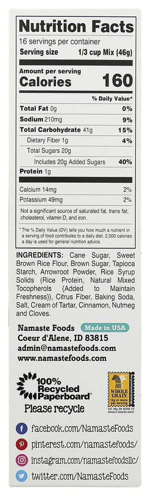 Namaste Foods, Gluten Free Spice Cake Mix, 26-Ounce Bags (Pack Of 1)