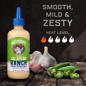 Melindas Jalapeo Ranch - 12 Oz, 1 Pack - Spicy Ranch Sauce, Hot Creamy Sauce With Jalapeo Peppers - Perfect For Wings, Pizza, Fr