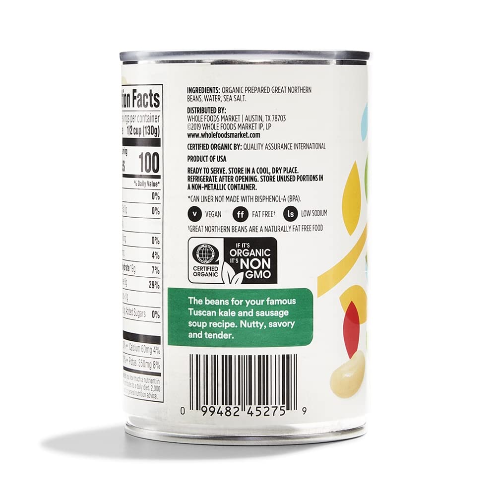365 by Whole Foods Market Organic Great Northern Beans, 15.5 OZ, Pack of 1
