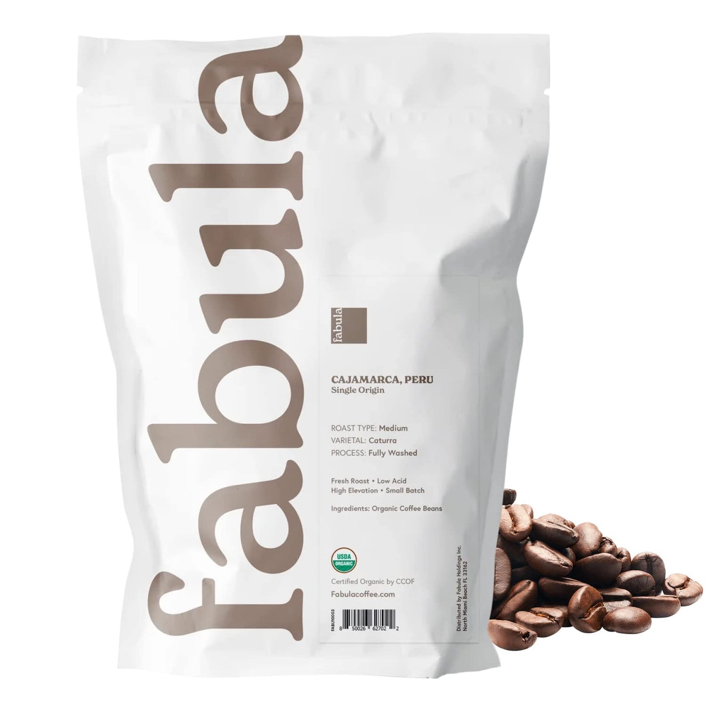 Fabula Low Acid Coffee Beans Whole, Usda Organic Coffee Beans Medium Roast - Non-Gmo - No Molds - Mycotoxins Pesticides Free - S