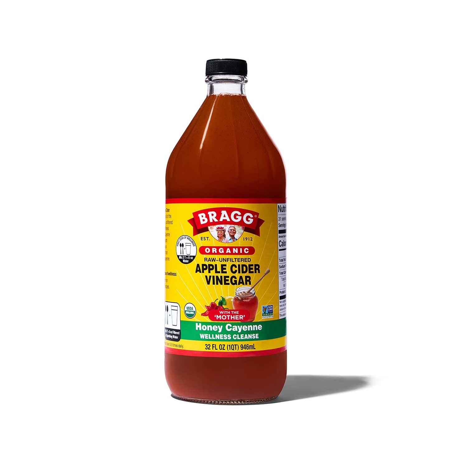 Bragg Organic Apple Cider Vinegar with Honey & Cayenne, 32 Fl Oz, Raw & Unfiltered, Vinegar
