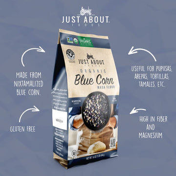 Usda Organic Blue Corn Flour 1Lb, Flour For Tortillas, Sopes, And Mexican Dishes, Gluten-Free, Kosher And Vegan, Masa Flour For