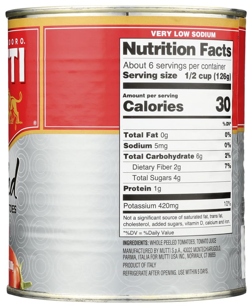 Mutti Whole Peeled Tomatoes (Pelati), 28 oz. | 12 Pack | Italys #1 Brand of Tomatoes | Fresh Taste for Cooking | Canned Tomatoes