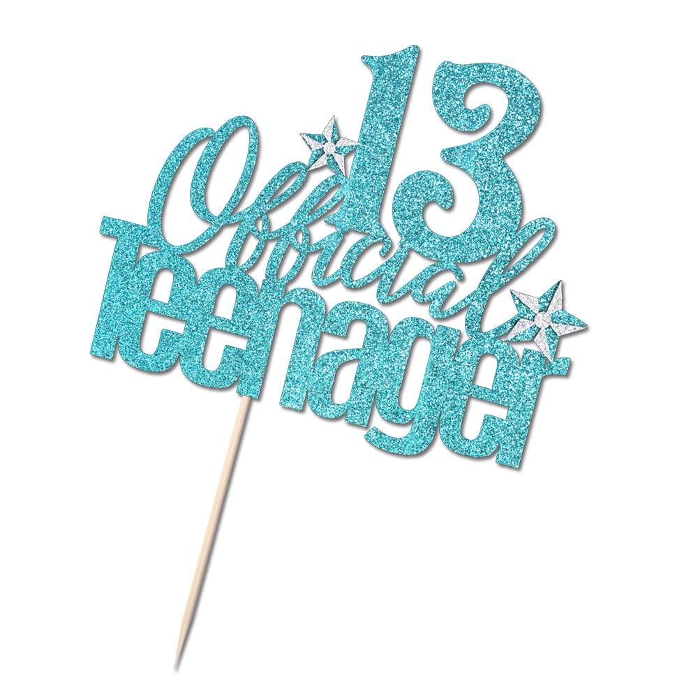 Qertesl 13th Birthday Cake Topper, Blue Cardboard Decoration for Boys and Girls, Cheers to 13 Years, Model Qertesl