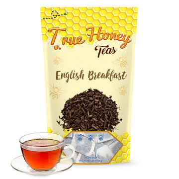 True Honey English Breakfast Tea Bags - Honey Crystals Blended In Every Sachet - Strong Antioxidant Support - All Natural Organi
