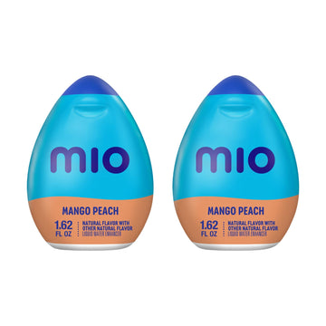 Mio Liquid Water Enhancer - Makes 24 Servings + Vitamins, 1.62 Oz Each, (Mango Peach, Pack Of 2)