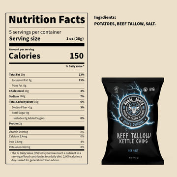 Norse Roots Beef Tallow Kettle Chips Variety Pack - 6 Flavors (Sea Salt Honey BBQ Rosemary Steak Cheddar & Sour Cream Spicy All Seasoned Salt & Pepper) - Seed Oil Free Gluten Free 6 Pack 5 oz Bags