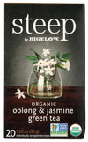 Steep Organic Oolong With Jasmine Green 20 Count Box, Certified Organic, Gluten-Free, Kosher Tea In Foil-Wrapped Bags