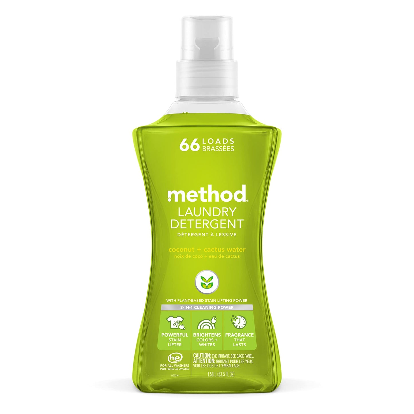 Method Liquid Laundry Detergent, Coconut + Cactus Water, 66 Loads Per Bottle, Biodegradable Formula, Plant-Based Stain Remover, 53.5 Fl Oz (Pack Of 1)