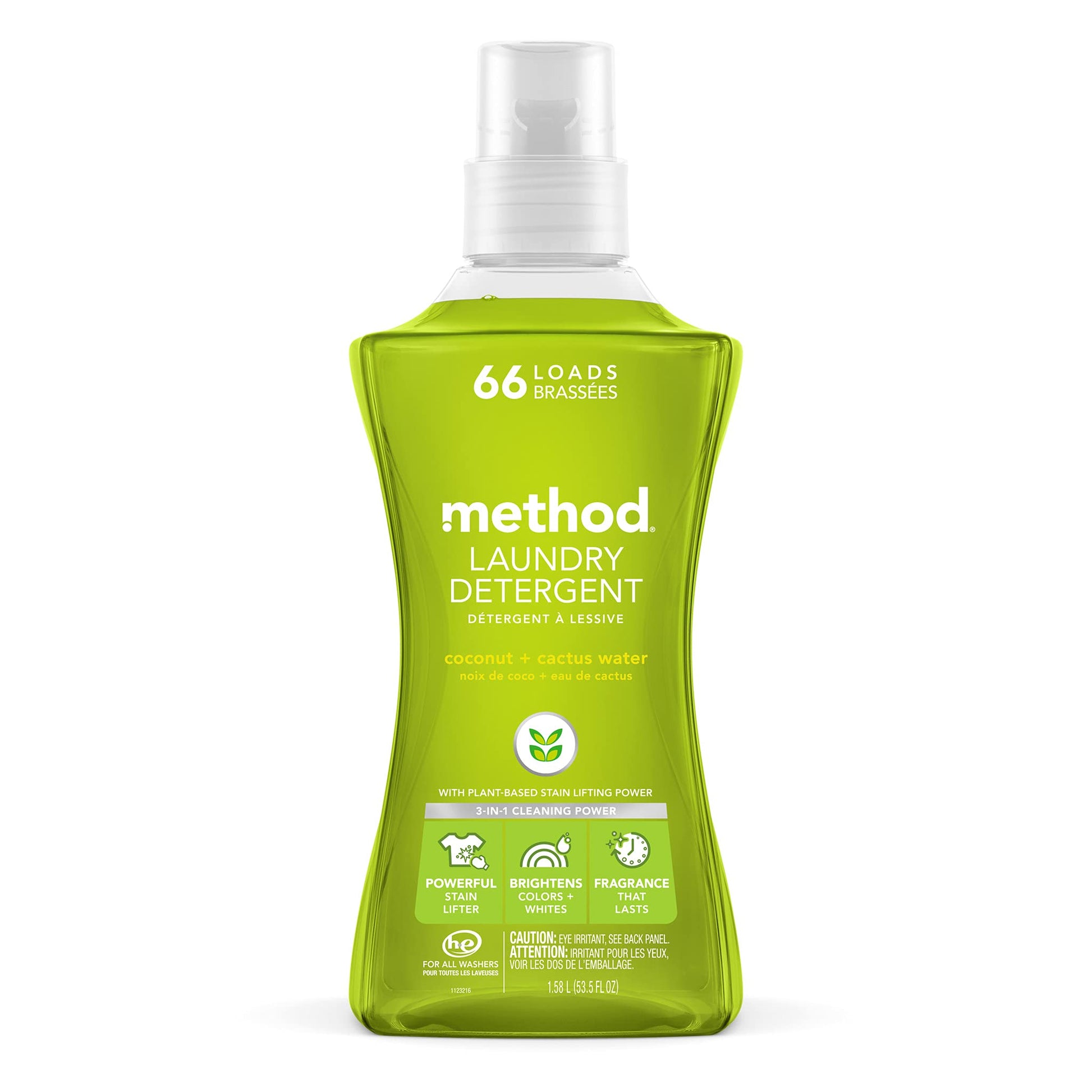Method Liquid Laundry Detergent, Coconut + Cactus Water, 66 Loads Per Bottle, Biodegradable Formula, Plant-Based Stain Remover, 53.5 Fl Oz (Pack Of 1)