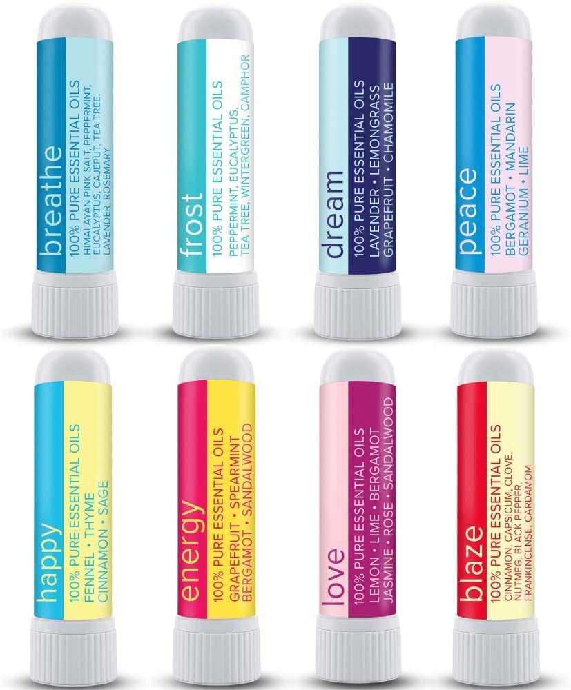 Moxe Nasal Inhaler Bundle, 8 Essential Oil Blends, Aromatherapy Sticks, Warming & Cooling Fragrances, 100% Pure & Undiluted Oil,