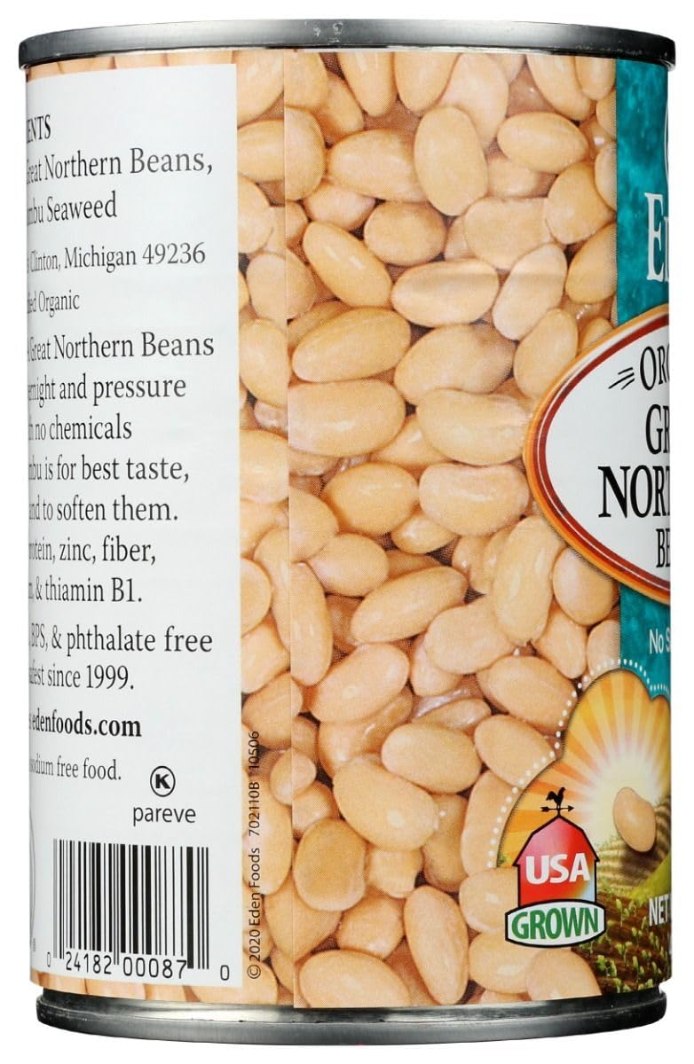 Eden Organic great Northern Beans No Salt Added 15-Ounce cans (Pack of 12) (Value Bulk Multi-Pack)