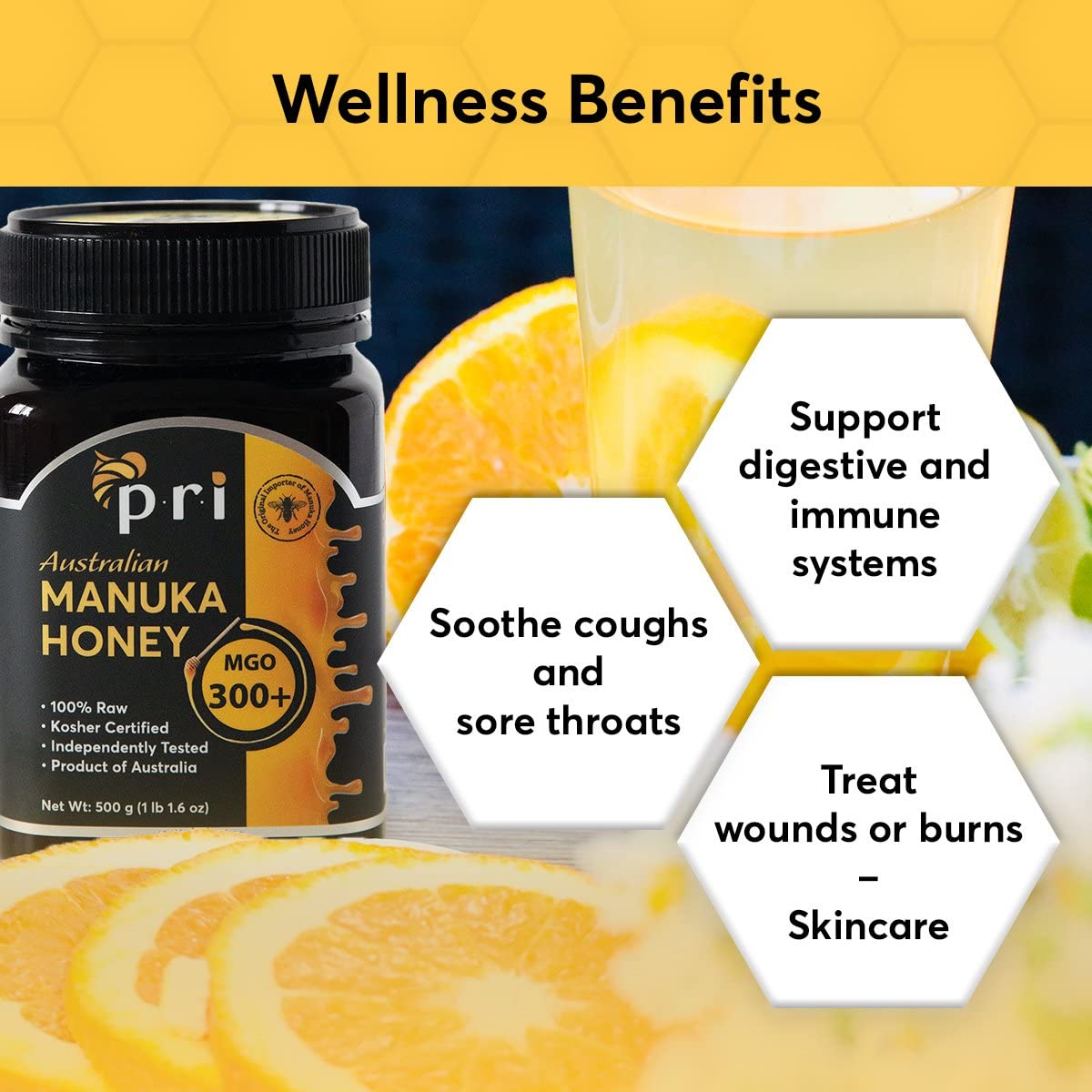 Pri Manuka Honey, Mgo 300+, 1.1Lb Australian Raw Manuka Honey (500G)