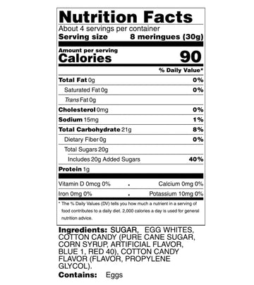 Krunchy Melts Original Meringue Cookies | Cotton Candy Flavor | Only 90 Calories Per Serving | Fat Free, Gluten Free, Dairy Free (4 Oz)