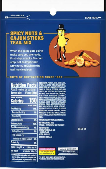 Planters Spicy Nuts & Cajun Sticks Trail Mix, 6 Ounce (Pack of 12)