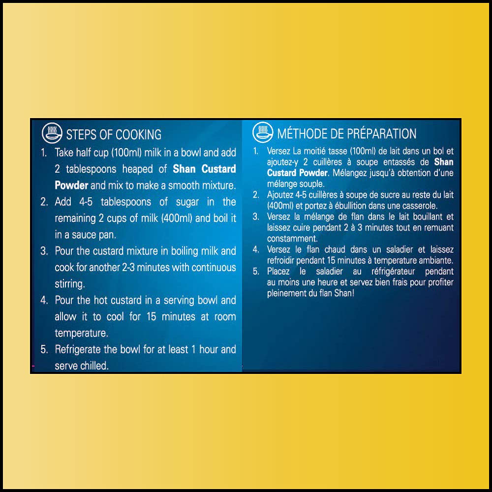 Shan Custard Powder Banana - Essential Dessert, Pack of 6, 7 oz (200g), Vegetarian Friendly, Airtight Bag in a Box