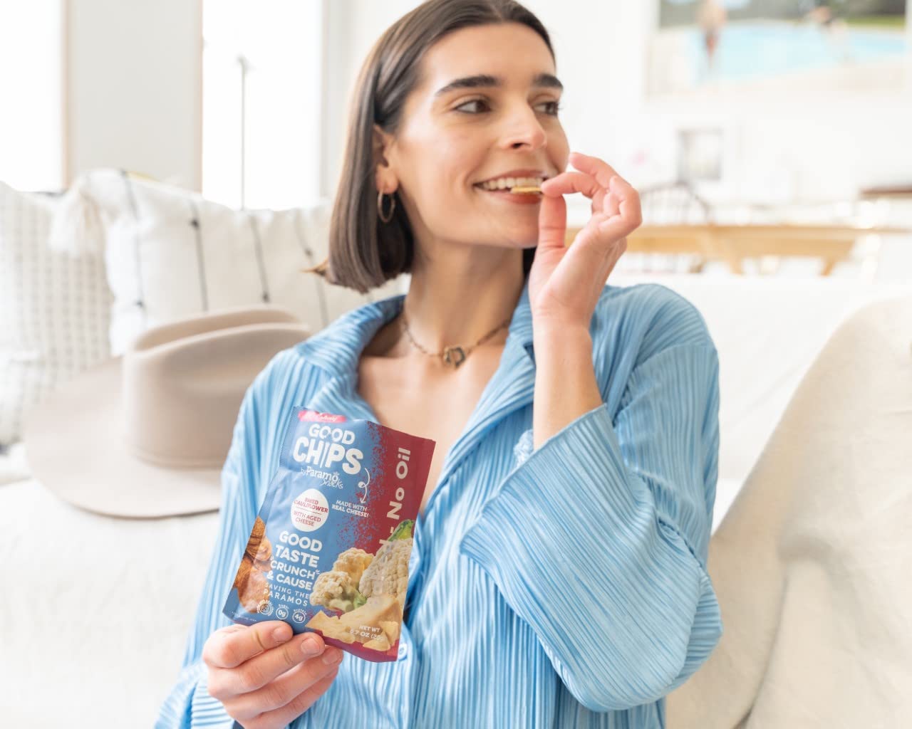 Good Chips Cauliflower Aged Cheese - Baked, No Oil - High Protein, Guilt Free Healthy Snacks - 1.23 Oz, Pack Of 6