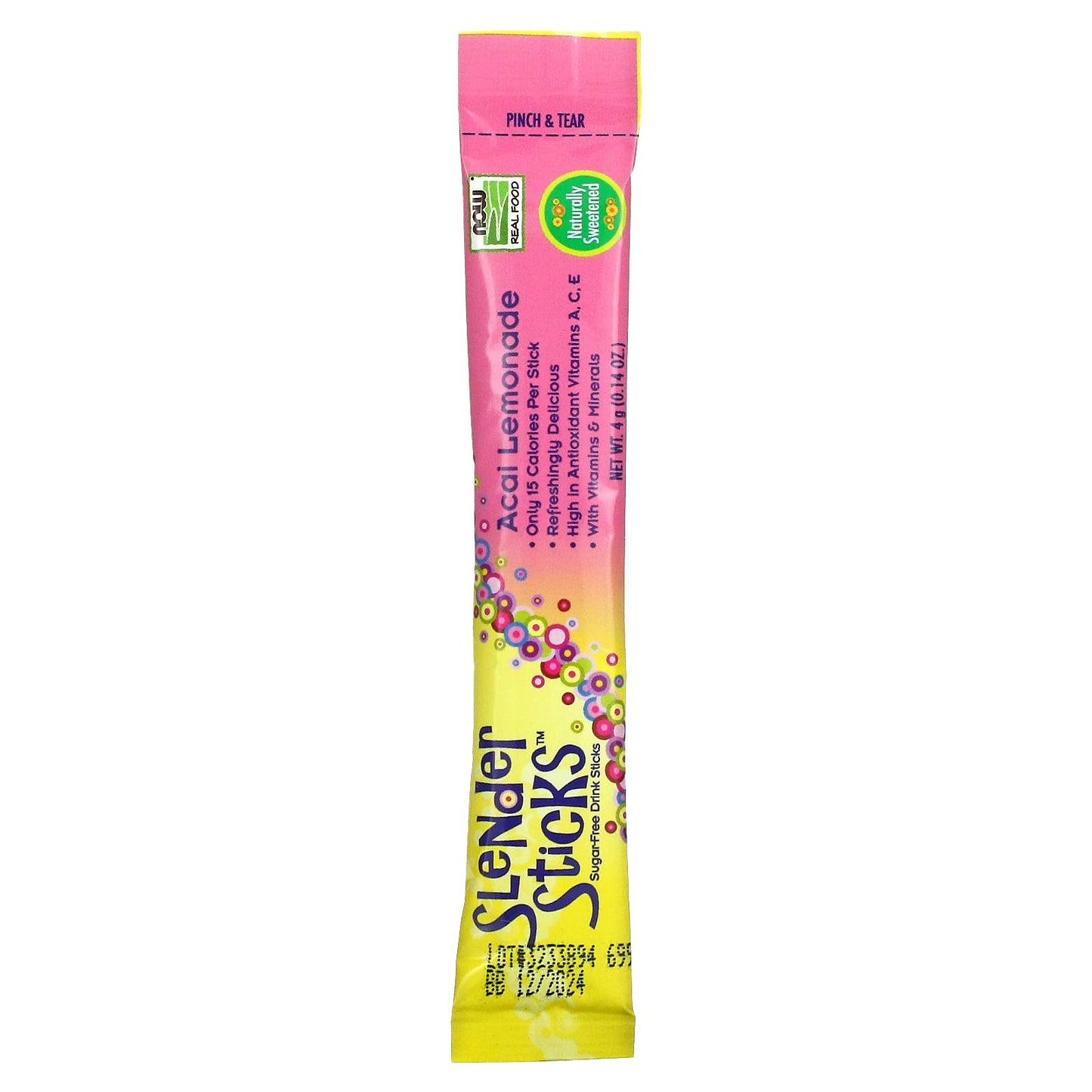 Now Foods Acai Lemonade Stevia Drink Sticks, 12 Ct