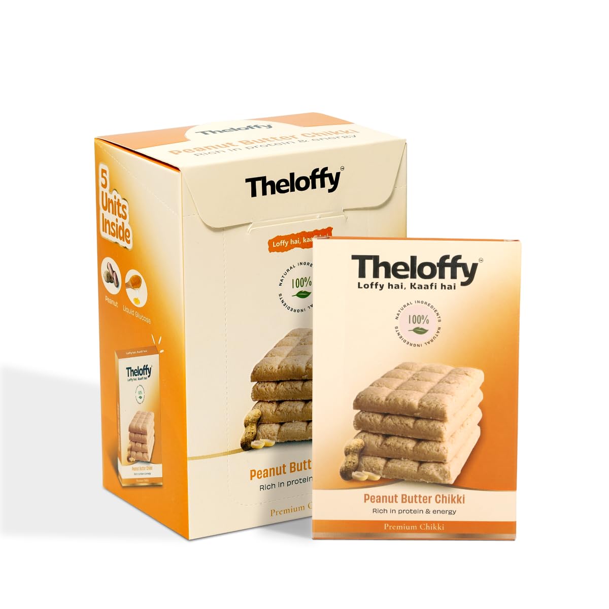THELOFFY Premium Peanut Butter Chikki | Gajak | No Added Colors or Preservatives | So Soft Chikki | Groundnut Brittle | Indian Sweets & Snacks | Kadalai Mittai - 100g (Pack of 5)