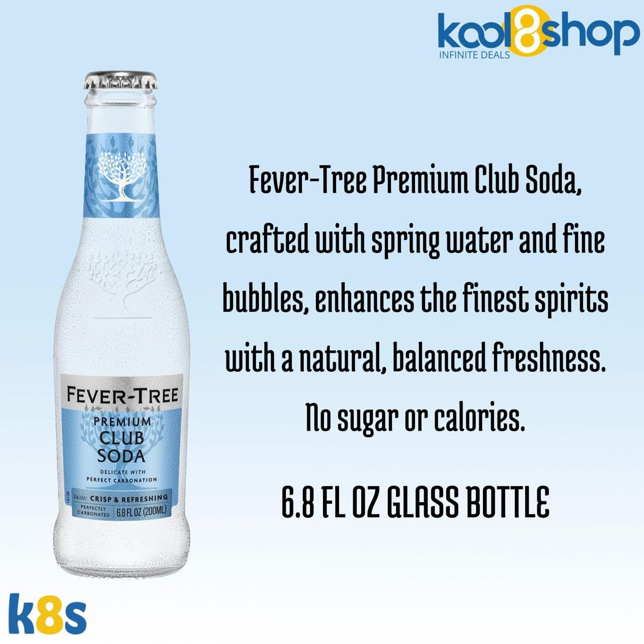 Fever-Tree Club Soda Premium Mixer, 12 Pack (6.8 fl oz Glass Bottles) + 20 Plastic Stirrer Sticks