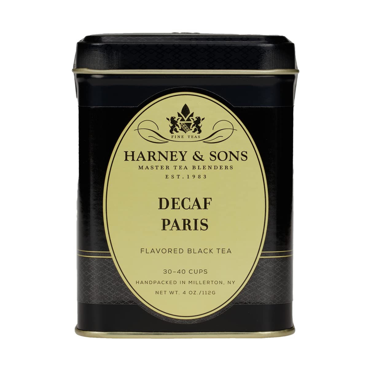 Harney & Sons Decaf Paris, 4oz Tin of Loose Leaf Black Tea w/Fruit and Caramel Flavors