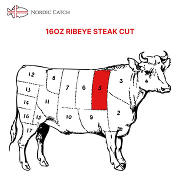 Nordic Catch - Grade A5 Japanese Wagyu Beef, Ribeye Steak Without Bone, Always Fresh Thick Cut, 1 Pound Skin-Packed 100% Authent