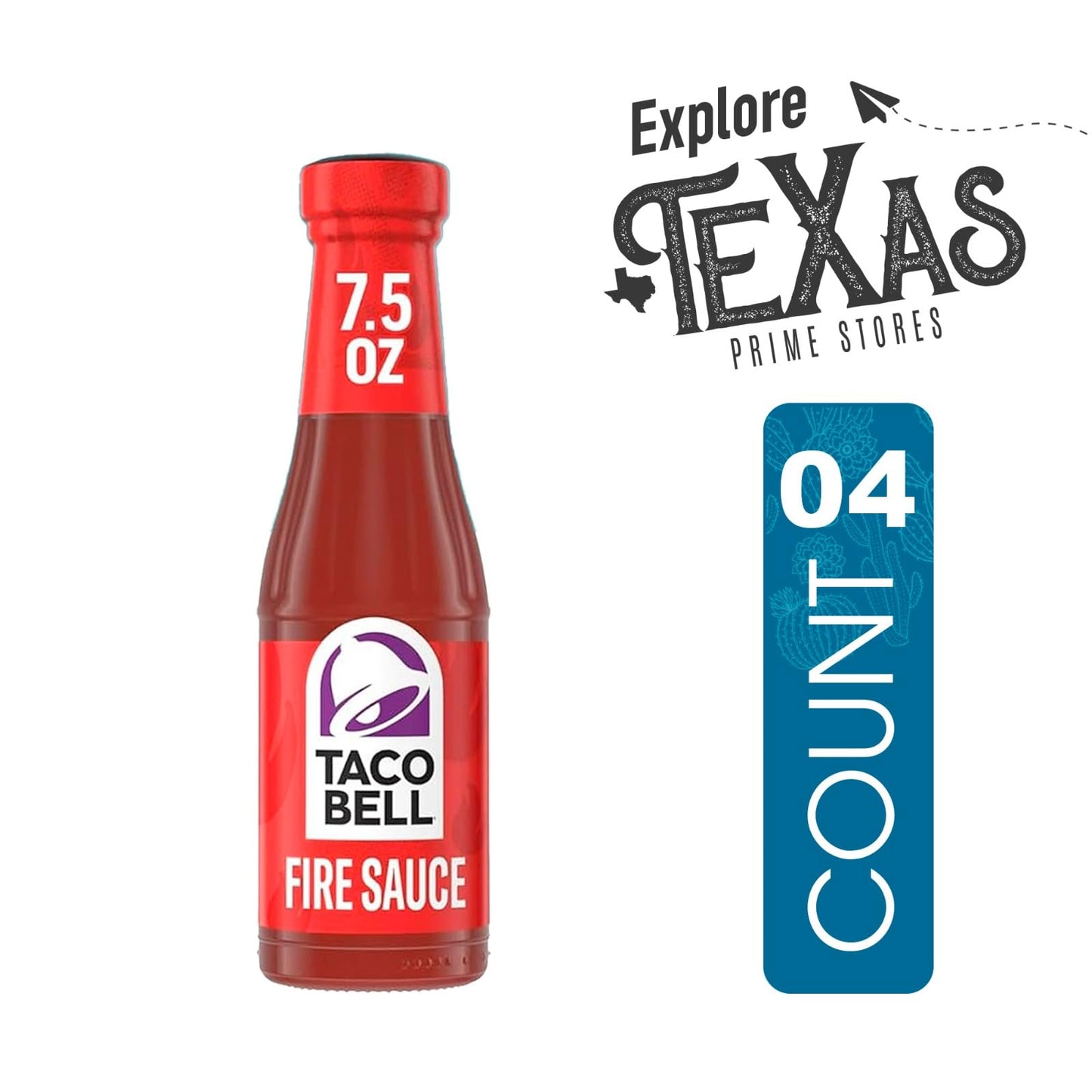 Taco Bell - Lavinia Essential Bundle: 4-Pack of Fire Sauce, 7.5 oz Glass Bottle + 1 Utility Prop.