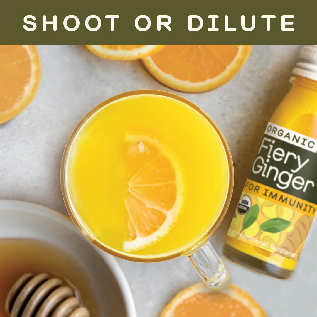 Greenhouse Juice Organic Fiery Ginger Wellness Shots 24-Count 60Ml Glass Bottles | Vegan & Gluten-Free