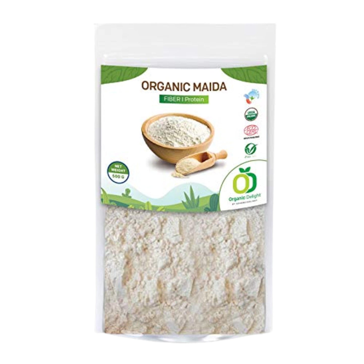 Organic Delight Maida/Natural Flour Maida Use For Baking & Cooking, Making Biscuits/Cakes/Bread, Usda Certified & Perfect In Tas