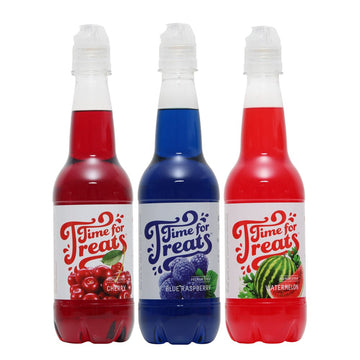 3-Pack Cherry, Blue Raspberry, Watermelon Syrup For Snow Cones, Homemade Sodas, Cocktails, Coffee, Baking And More - Time For Treats 16.9 Fluid Ounce Per Bottle