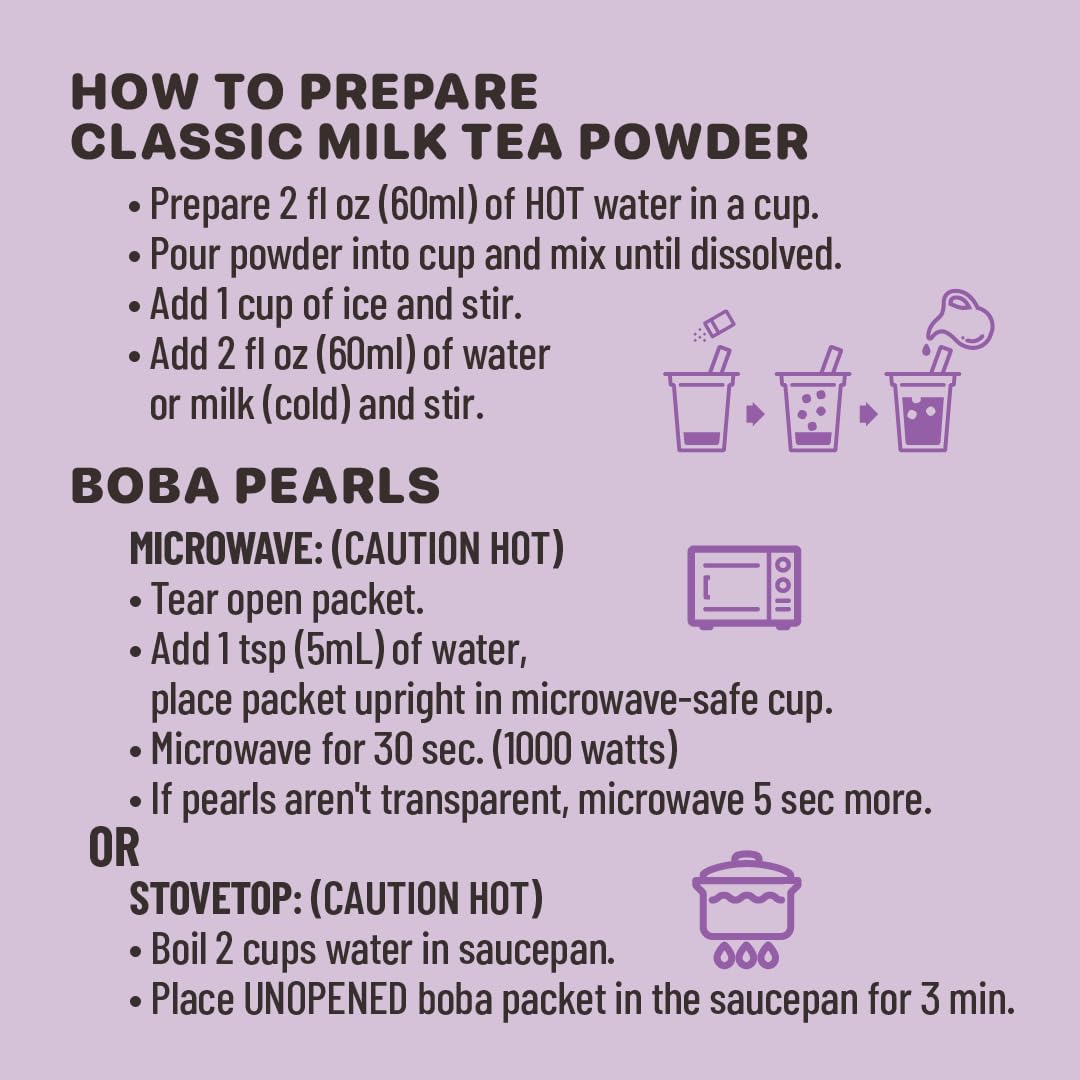 Yulu Foods Instant Bubble Pearls For Taro Milk Tea With Brown Sugar Flavor - 6 Servings