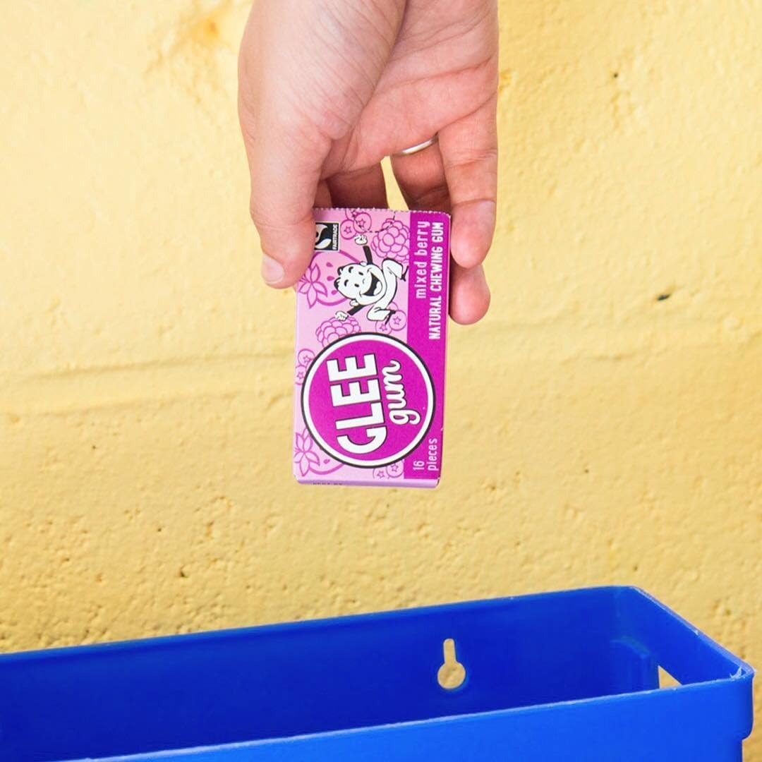 Glee Gum All Natural Mixed Berry Gum, Non GMO Project Verified, Eco Friendly, 16 Piece Box, Pack of 12